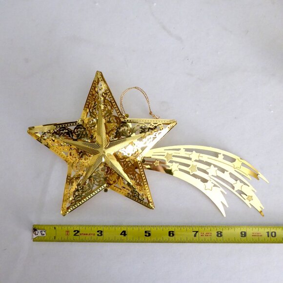NEW VINTAGE 10.5” & 6” GOLD METAL SHOOTING STAR CHRISTMAS BETHLEHEM ORNAMENT LOT - Picture 3 of 14
